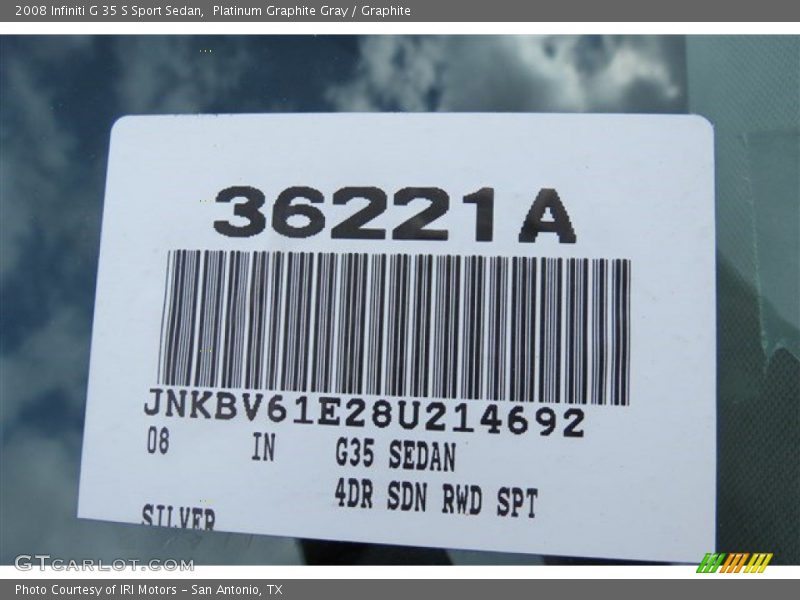 Platinum Graphite Gray / Graphite 2008 Infiniti G 35 S Sport Sedan
