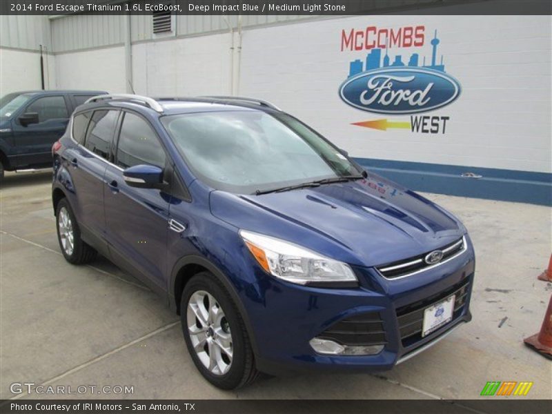 Deep Impact Blue / Medium Light Stone 2014 Ford Escape Titanium 1.6L EcoBoost
