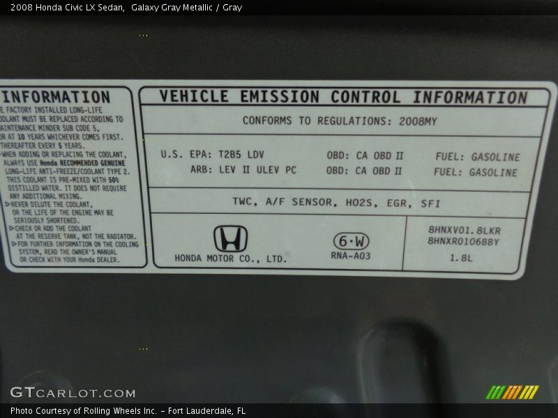 Galaxy Gray Metallic / Gray 2008 Honda Civic LX Sedan
