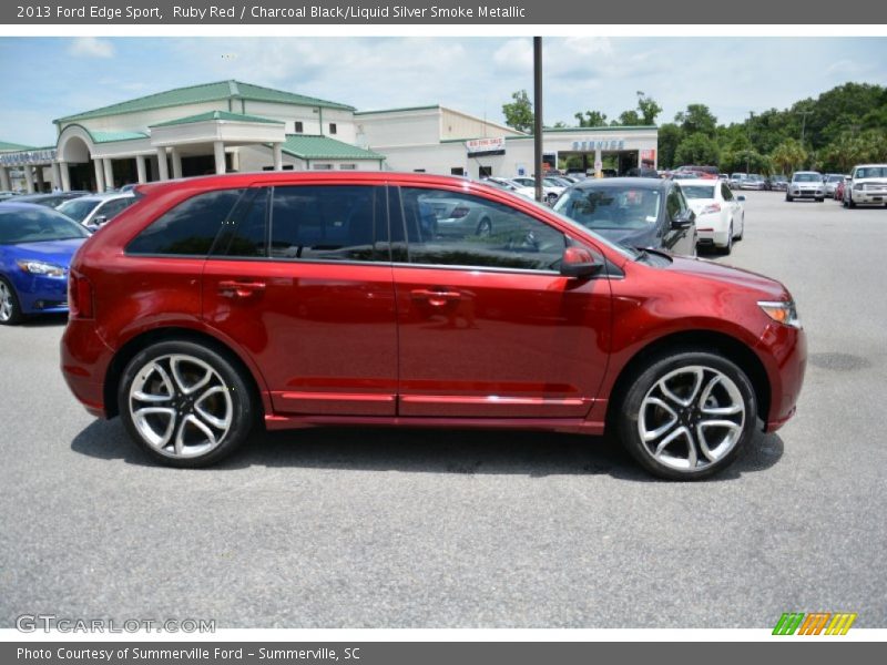 Ruby Red / Charcoal Black/Liquid Silver Smoke Metallic 2013 Ford Edge Sport