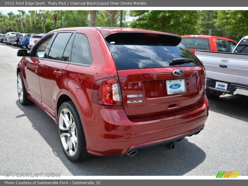 Ruby Red / Charcoal Black/Liquid Silver Smoke Metallic 2013 Ford Edge Sport