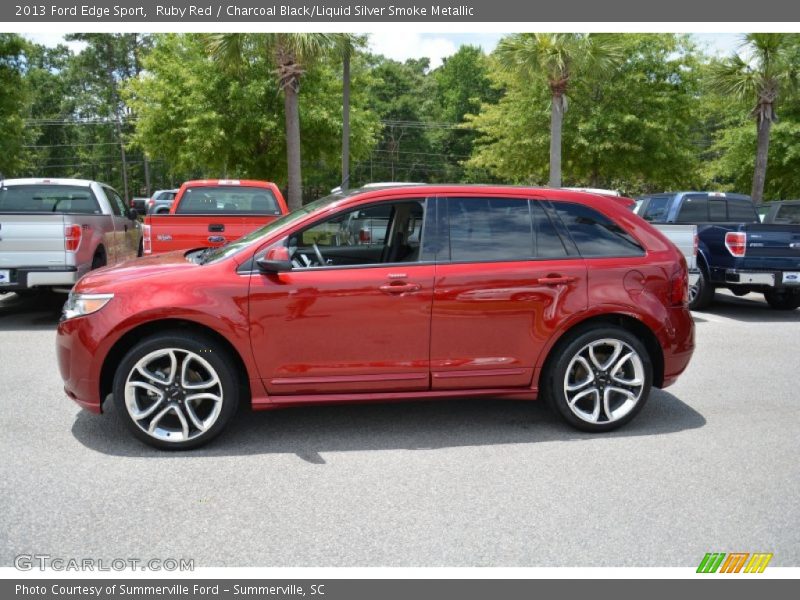 Ruby Red / Charcoal Black/Liquid Silver Smoke Metallic 2013 Ford Edge Sport