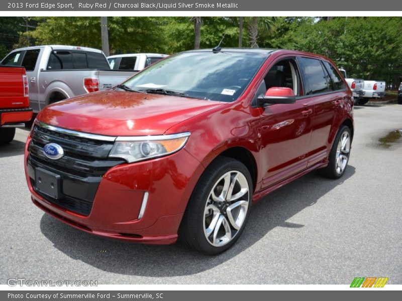 Ruby Red / Charcoal Black/Liquid Silver Smoke Metallic 2013 Ford Edge Sport