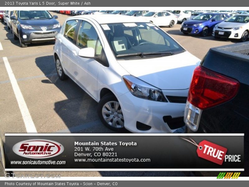 Super White / Ash 2013 Toyota Yaris L 5 Door