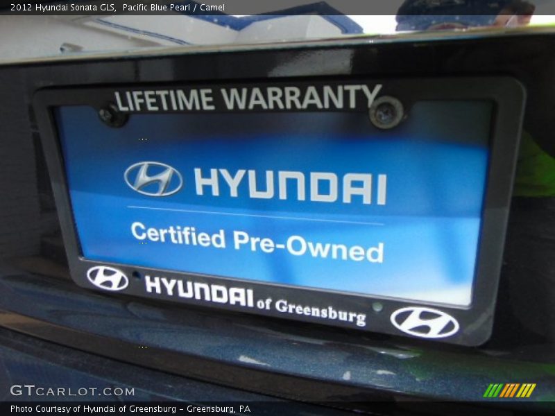 Pacific Blue Pearl / Camel 2012 Hyundai Sonata GLS