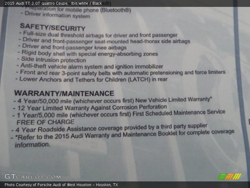 Ibis white / Black 2015 Audi TT 2.0T quattro Coupe