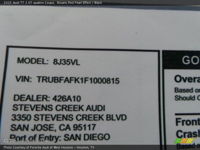 Misano Red Pearl Effect / Black 2015 Audi TT 2.0T quattro Coupe