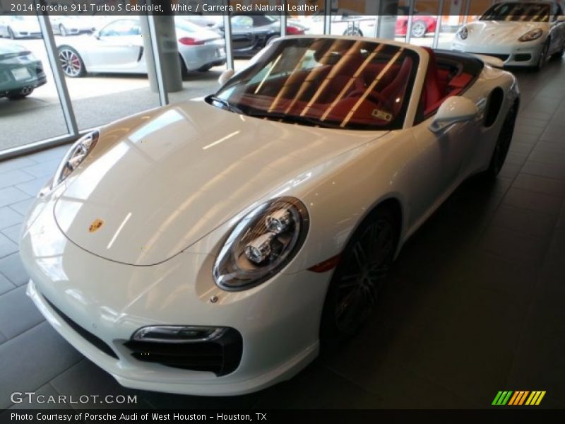 White / Carrera Red Natural Leather 2014 Porsche 911 Turbo S Cabriolet