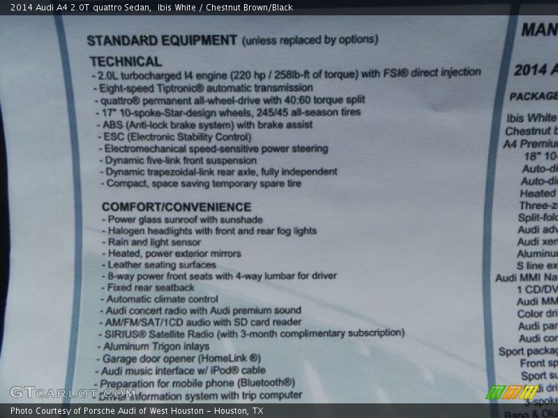 Ibis White / Chestnut Brown/Black 2014 Audi A4 2.0T quattro Sedan