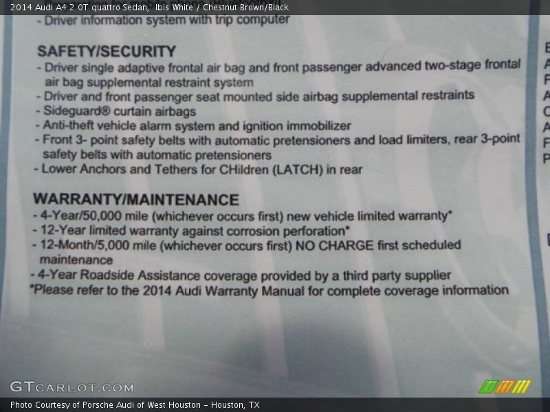 Ibis White / Chestnut Brown/Black 2014 Audi A4 2.0T quattro Sedan