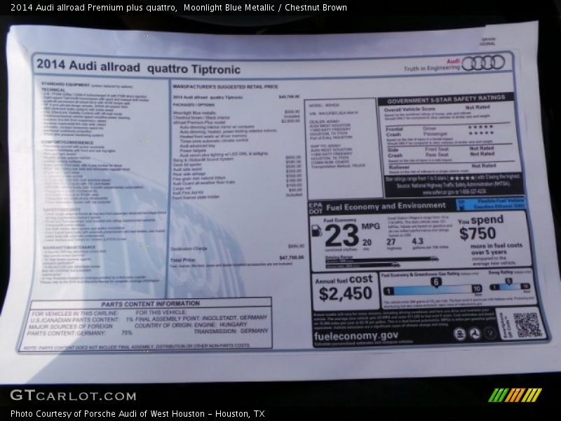  2014 allroad Premium plus quattro Window Sticker