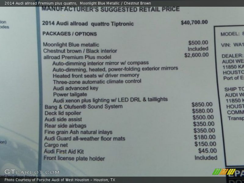 2014 allroad Premium plus quattro Window Sticker