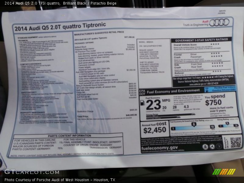 Brilliant Black / Pistachio Beige 2014 Audi Q5 2.0 TFSI quattro