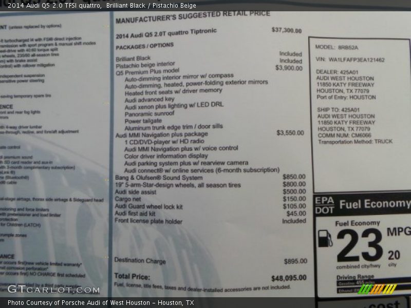Brilliant Black / Pistachio Beige 2014 Audi Q5 2.0 TFSI quattro