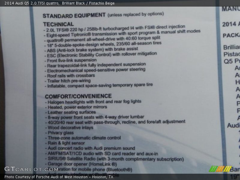 Brilliant Black / Pistachio Beige 2014 Audi Q5 2.0 TFSI quattro