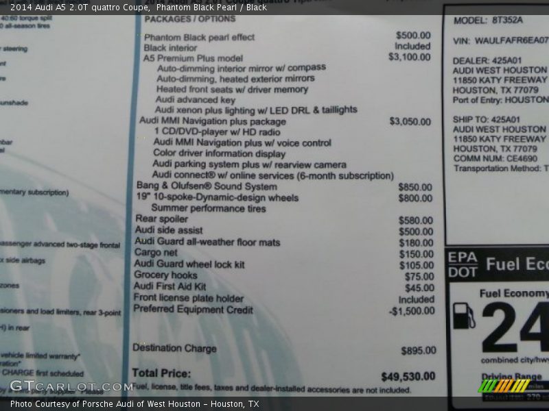 Phantom Black Pearl / Black 2014 Audi A5 2.0T quattro Coupe