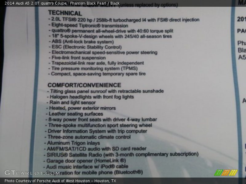 Phantom Black Pearl / Black 2014 Audi A5 2.0T quattro Coupe