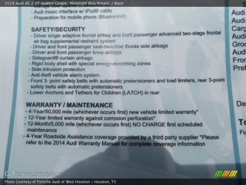 Moonlight Blue Metallic / Black 2014 Audi A5 2.0T quattro Coupe