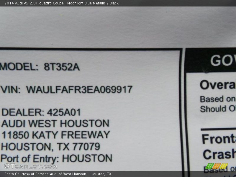 Moonlight Blue Metallic / Black 2014 Audi A5 2.0T quattro Coupe
