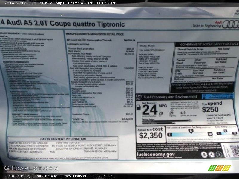 Phantom Black Pearl / Black 2014 Audi A5 2.0T quattro Coupe
