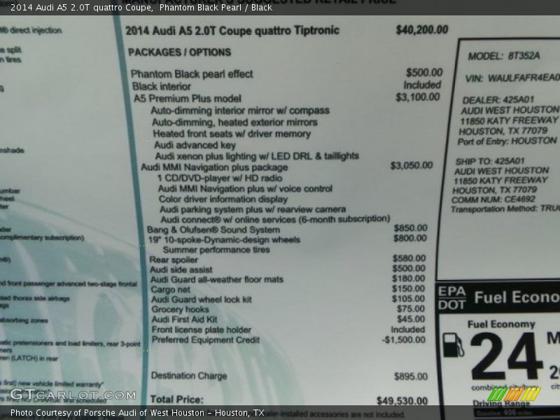 Phantom Black Pearl / Black 2014 Audi A5 2.0T quattro Coupe