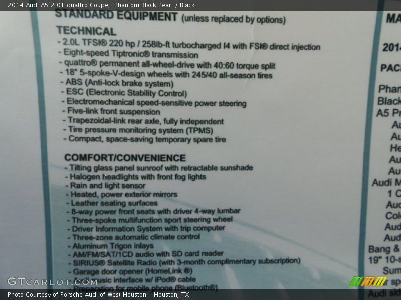Phantom Black Pearl / Black 2014 Audi A5 2.0T quattro Coupe