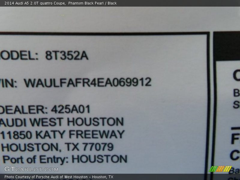 Phantom Black Pearl / Black 2014 Audi A5 2.0T quattro Coupe