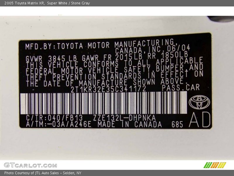Super White / Stone Gray 2005 Toyota Matrix XR