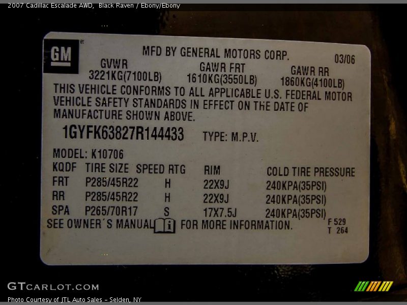 Black Raven / Ebony/Ebony 2007 Cadillac Escalade AWD