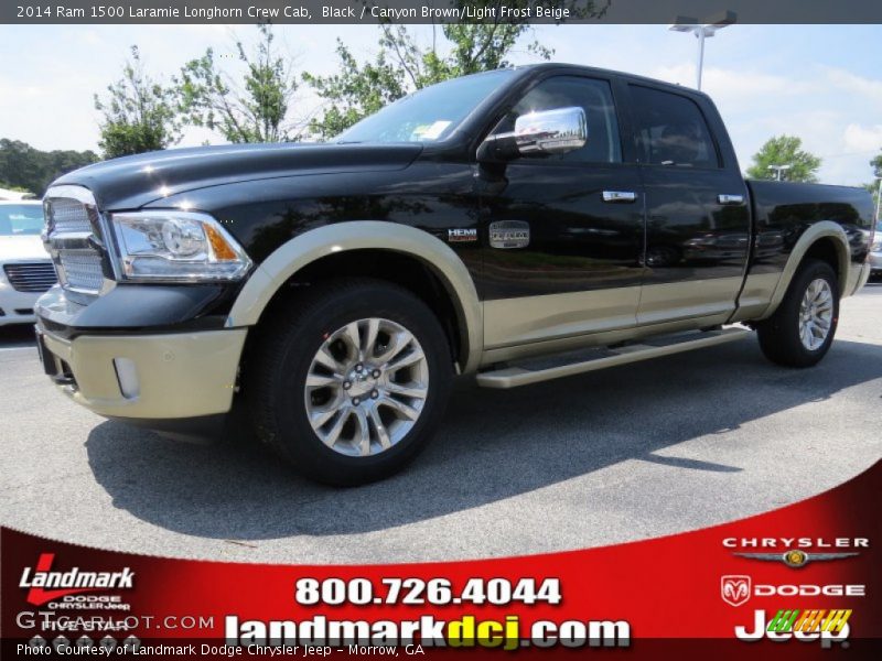 Black / Canyon Brown/Light Frost Beige 2014 Ram 1500 Laramie Longhorn Crew Cab