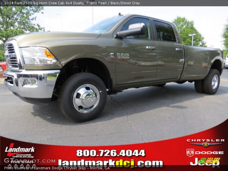 Prairie Pearl / Black/Diesel Gray 2014 Ram 3500 Big Horn Crew Cab 4x4 Dually