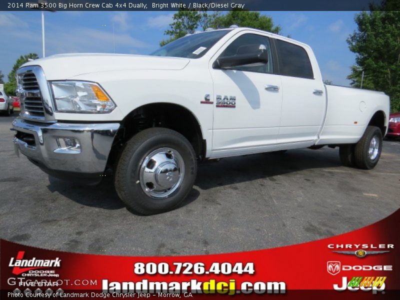 Bright White / Black/Diesel Gray 2014 Ram 3500 Big Horn Crew Cab 4x4 Dually