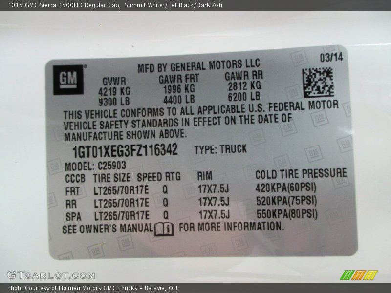 Summit White / Jet Black/Dark Ash 2015 GMC Sierra 2500HD Regular Cab