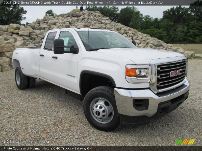 Summit White / Jet Black/Dark Ash 2015 GMC Sierra 3500HD Work Truck Double Cab Dual Rear Wheel 4x4