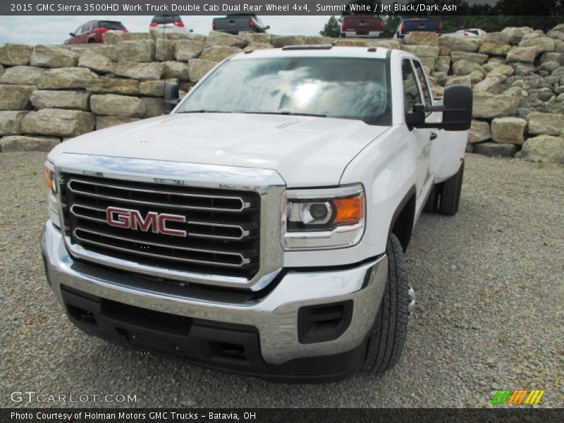 Summit White / Jet Black/Dark Ash 2015 GMC Sierra 3500HD Work Truck Double Cab Dual Rear Wheel 4x4