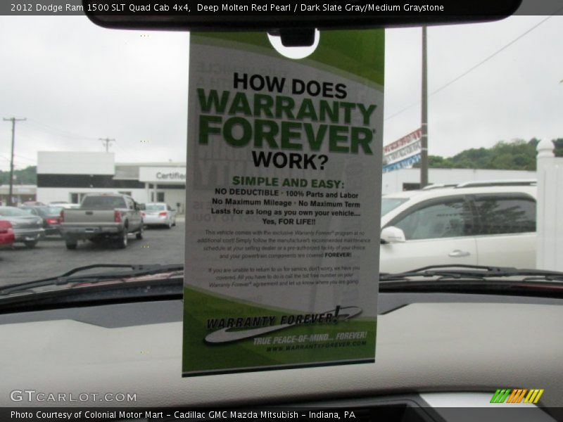 Deep Molten Red Pearl / Dark Slate Gray/Medium Graystone 2012 Dodge Ram 1500 SLT Quad Cab 4x4