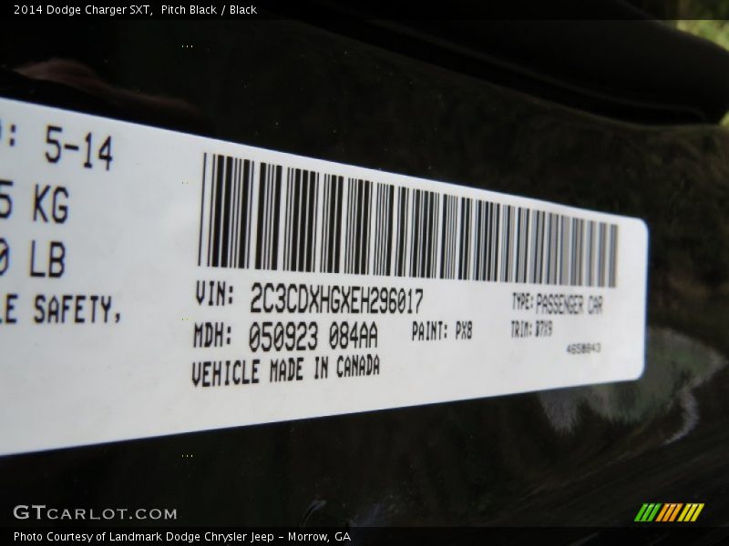 Pitch Black / Black 2014 Dodge Charger SXT