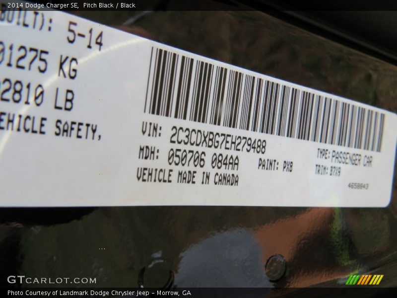 Pitch Black / Black 2014 Dodge Charger SE