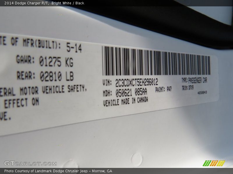 Bright White / Black 2014 Dodge Charger R/T
