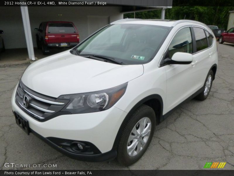 White Diamond Pearl / Beige 2012 Honda CR-V EX-L 4WD