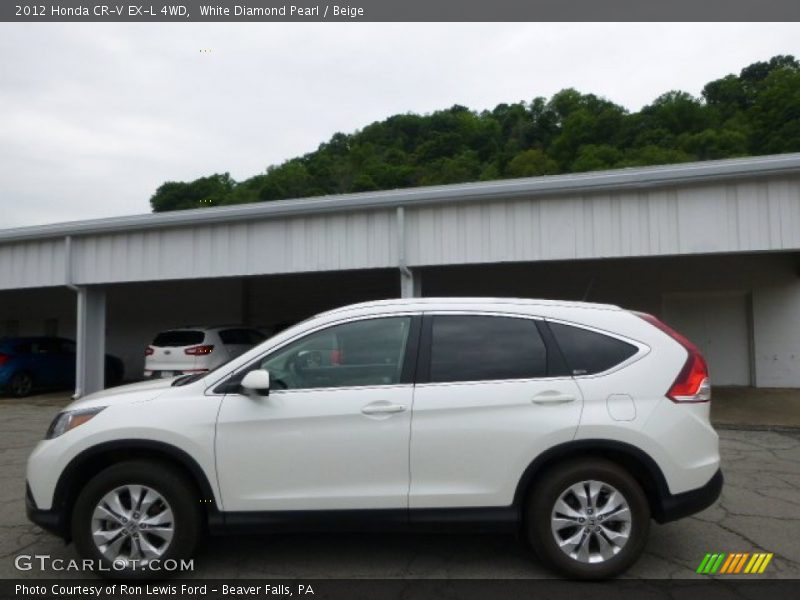 White Diamond Pearl / Beige 2012 Honda CR-V EX-L 4WD
