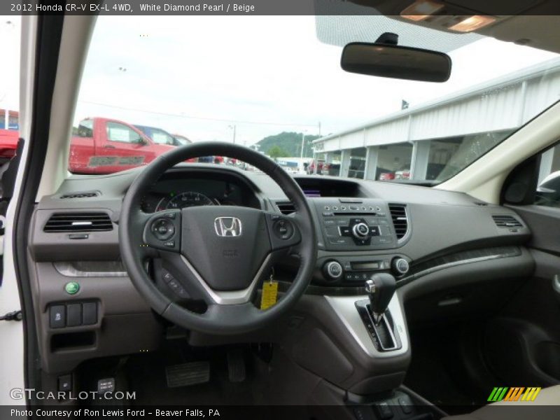 White Diamond Pearl / Beige 2012 Honda CR-V EX-L 4WD