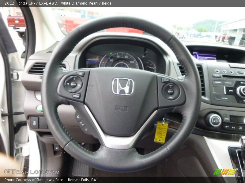 White Diamond Pearl / Beige 2012 Honda CR-V EX-L 4WD