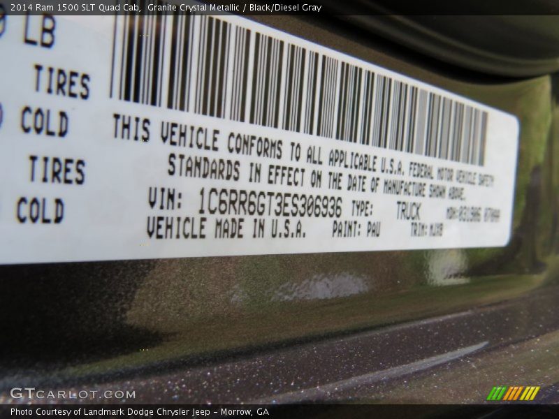 Granite Crystal Metallic / Black/Diesel Gray 2014 Ram 1500 SLT Quad Cab