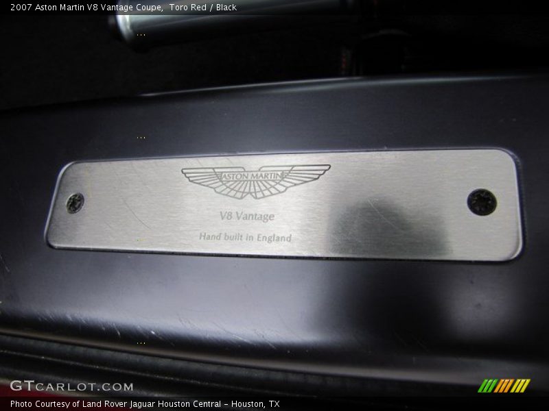 Info Tag of 2007 V8 Vantage Coupe