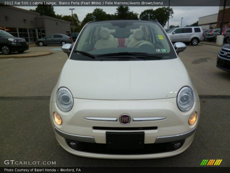 Bianco Perla (Pearl White) / Pelle Marrone/Avorio (Brown/Ivory) 2012 Fiat 500 c cabrio Lounge