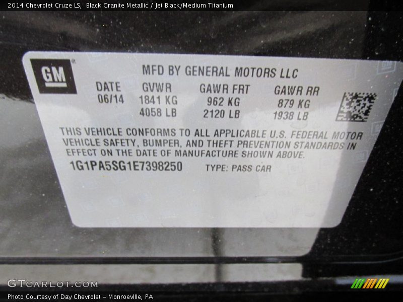 Black Granite Metallic / Jet Black/Medium Titanium 2014 Chevrolet Cruze LS