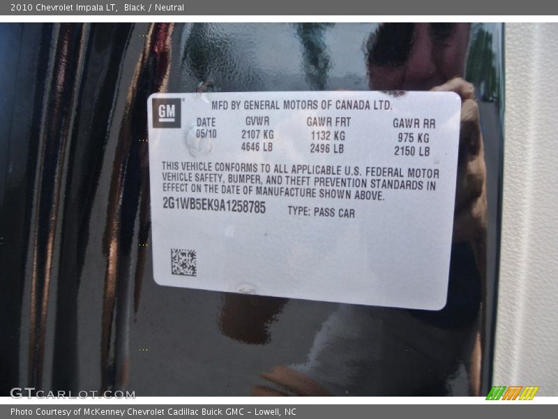 Black / Neutral 2010 Chevrolet Impala LT