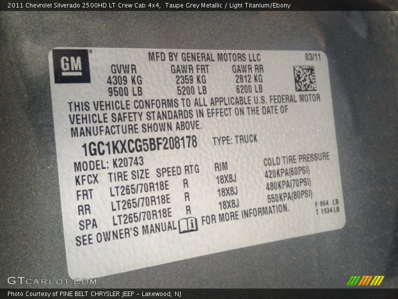 Taupe Grey Metallic / Light Titanium/Ebony 2011 Chevrolet Silverado 2500HD LT Crew Cab 4x4