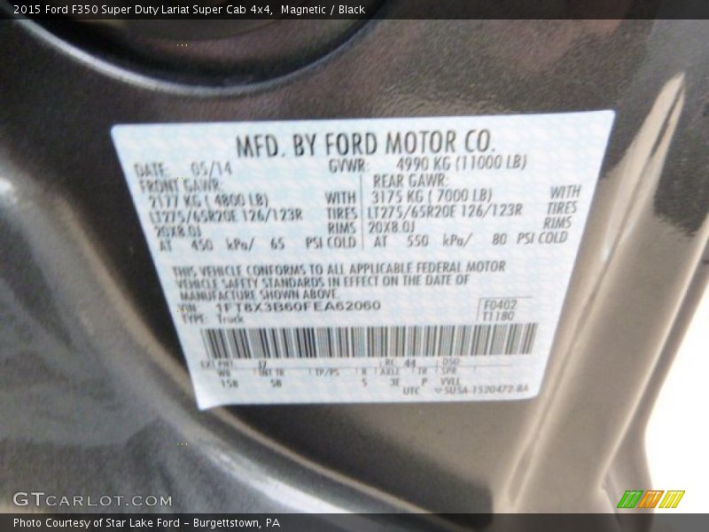 Magnetic / Black 2015 Ford F350 Super Duty Lariat Super Cab 4x4